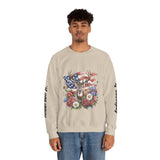 Personalized Hunting Family Sweatshirt, Custom Deer Patriotic Pullover, American Flag Floral Crewneck, Family Gift, Outdoorsman Shirt