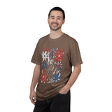 Patriotic Fireworks Shirt, Red White Blue Flower Graphic Tee, Americana T Shirt, Fourth of July Outfit, Vintage USA Gift for Women