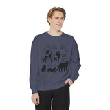 Ghost Cat Halloween Sweatshirt, Cute Spooky Cats and Ghosts Pullover, Cozy Pet Lover Gift, Minimal Black and White Fall Outfit for Women