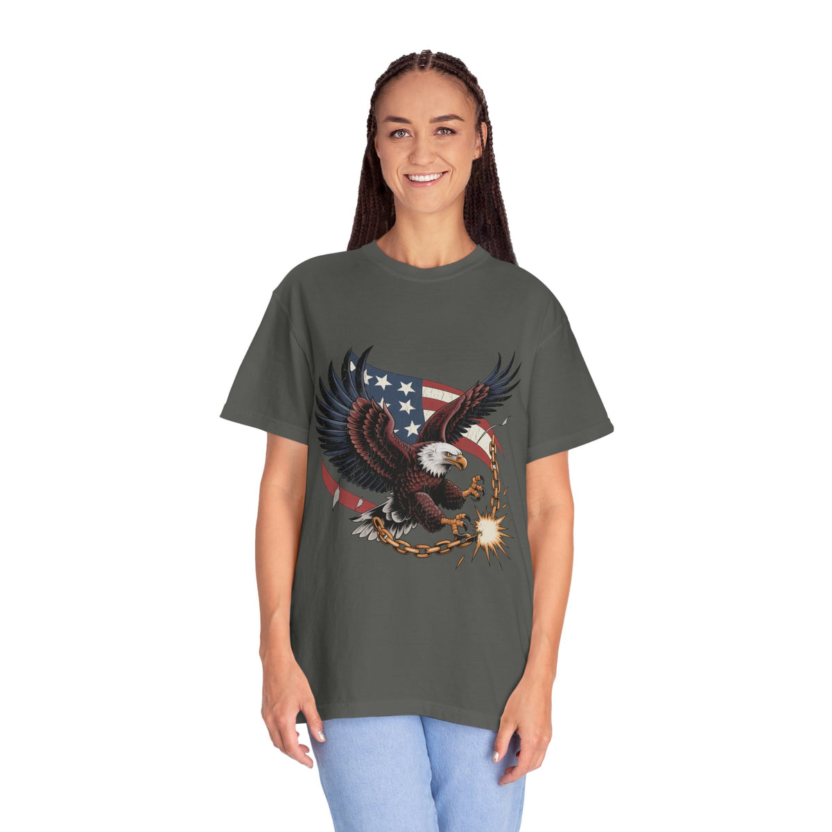 Patriotic Eagle Shirt, American Flag T Shirt, Bald Eagle Military Tee, Veteran Gift, USA Graphic Shirt, Fourth of July Patriotic Top