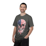 American Flag Skull Shirt, Distressed Patriotic Graphic for Biker Outfits, Fourth of July Style, Birthday Gift for Skull Art Lovers