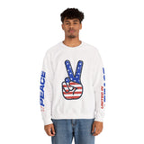 United in Peace Sweatshirt, Patriotic Peace Sign Crewneck, American Flag Pullover, USA 250th Anniversary Outfit, Fourth of July Gift