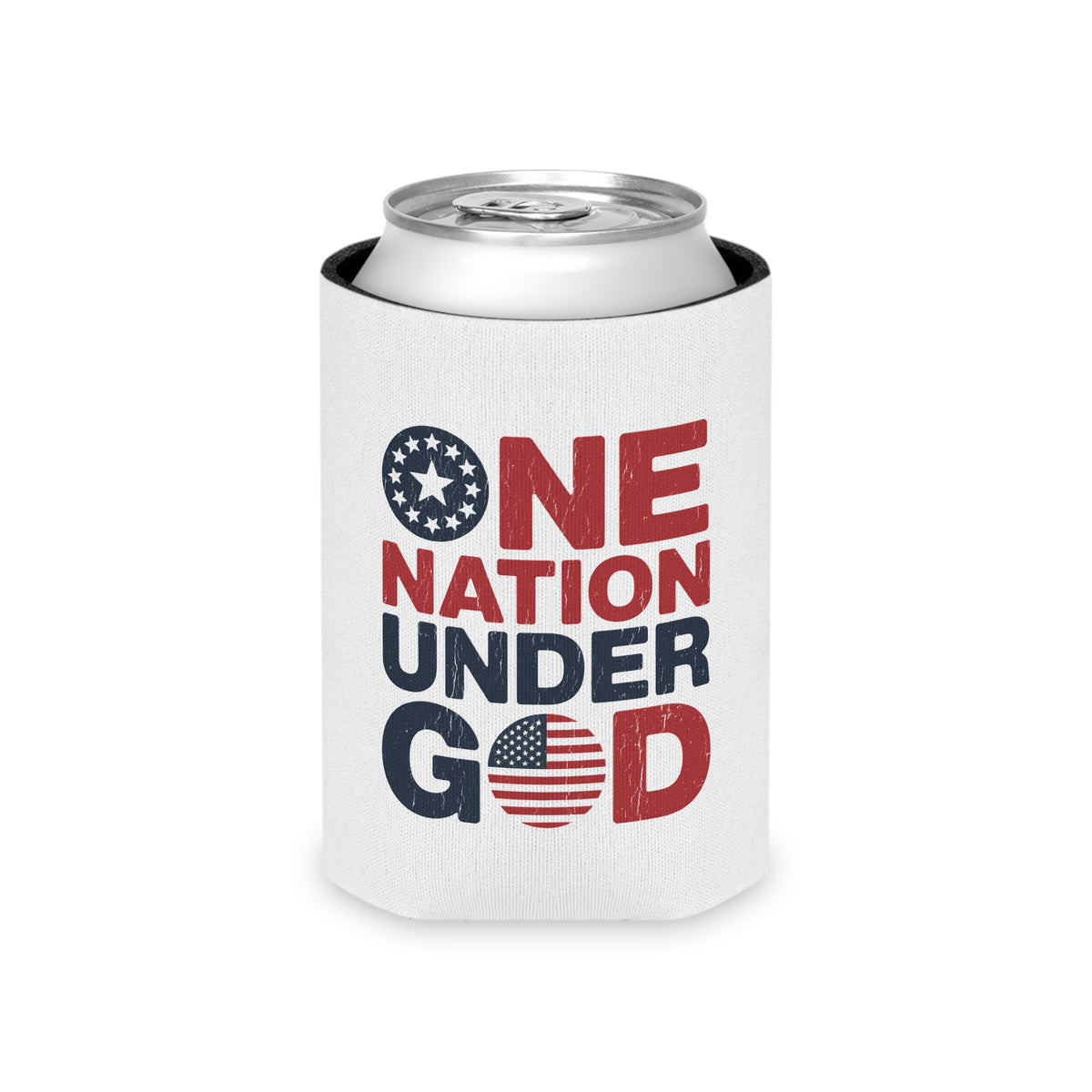 One Nation Under God Can Cooler, Patriotic Drink Holder, American Flag Beverage Sleeve, USA Pride Gift, Faith Inspired Gift, Summer Party