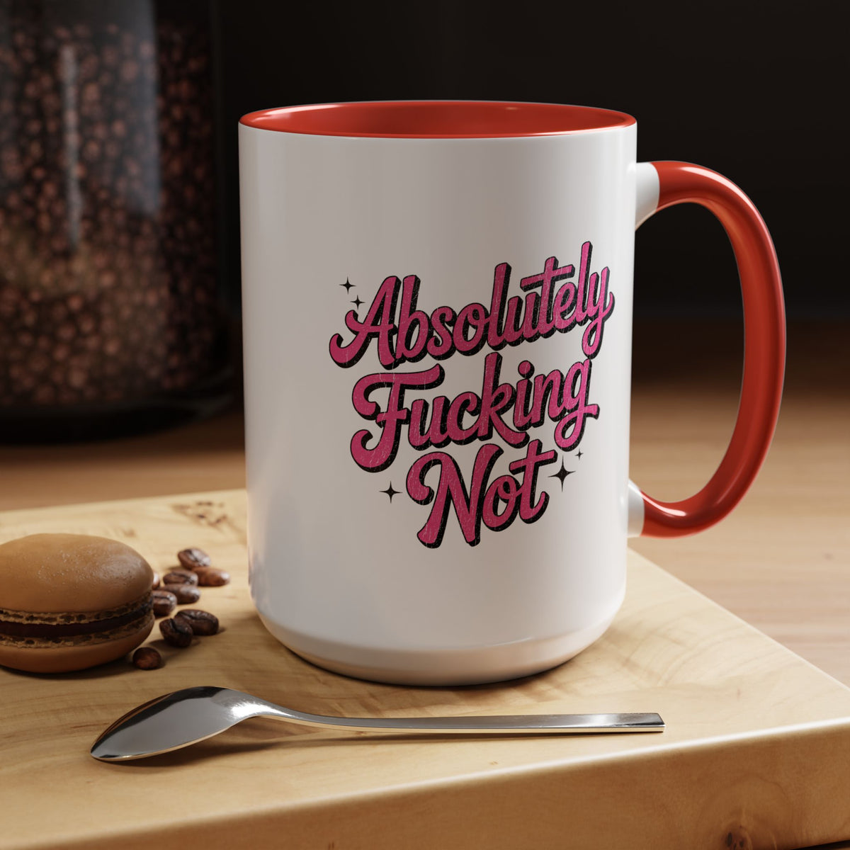 Absolutely Not Coffee Mug, Funny Sarcastic Pink Retro Lettering, Sassy Birthday Gift for a Best Friend or Office Work Bestie