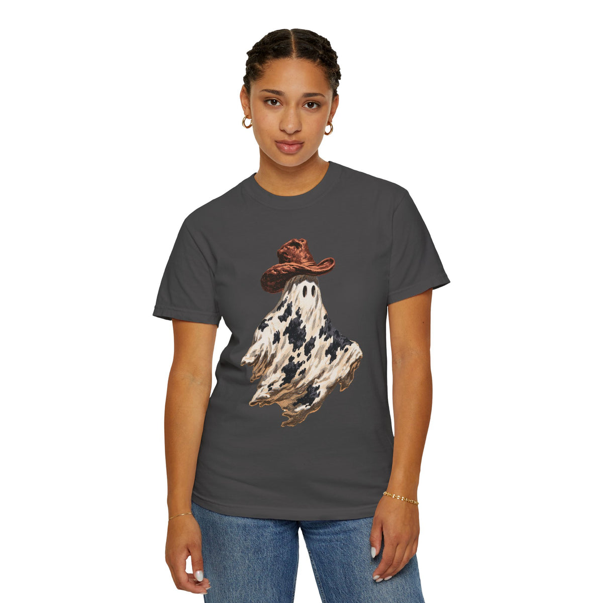Western Ghost Halloween Shirt, Cowboy Hat Spooky Graphic Tee, Cute Vintage Fall Gift for Cowgirl, Country October Outfit for Women