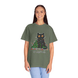 It Wasn't Me Black Cat Christmas Shirt, Funny Holiday T-Shirt, Mischievous Kitty Lights Tee, Gift for Cat Mom, Cat Dad, Christmas Party Top