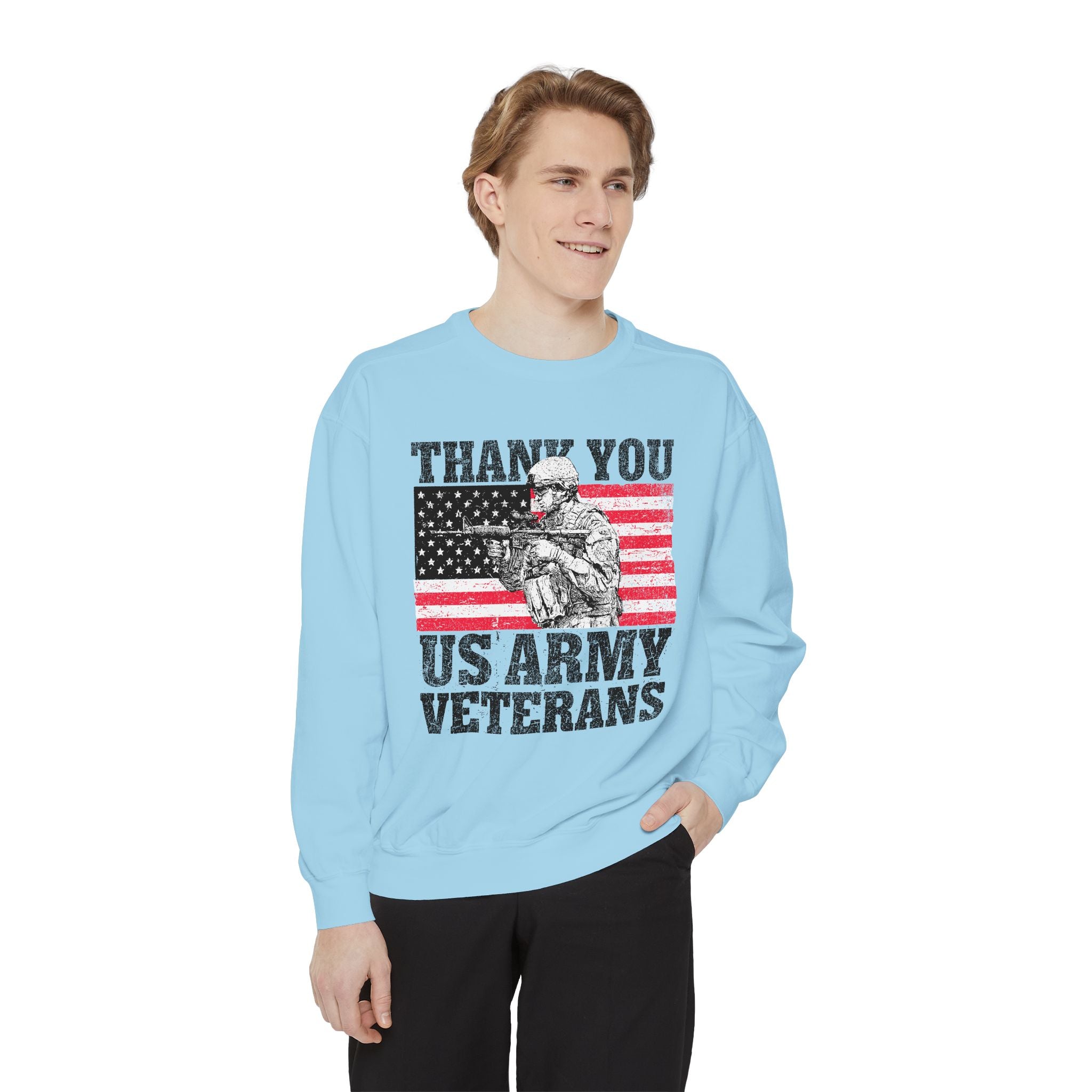 Thank You US Army Veterans Sweatshirt, Patriotic Soldier Crewneck, Military Appreciation Gift, American Flag Pullover for Veterans Day