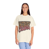 Merry Christmas Leopard Print Shirt, Trendy Holiday T-Shirt, Cheetah Lettering Xmas Tee, Festive Gift for Women, Mom, Teacher or Friend