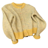Chic Yellow Short Knit Cardigan for Women, Thick Cozy Style, Loose Fit, Petite Size, Autumn and Spring Wear
