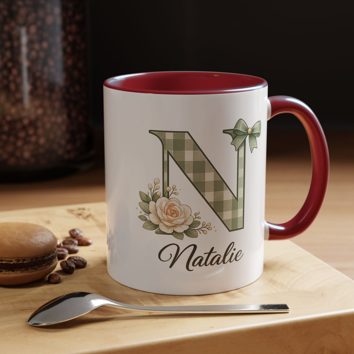 Personalized Monogram Mug with Custom Name, Floral Initial Coffee Mug for Women, Custom Letter Cup, Birthday Gift for Her, Bridesmaid Gift