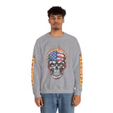 Patriotic Skull Sweatshirt, American Flag Skull Pullover, USA Biker Style Top, Edgy Americana Clothing, Fourth of July Gift