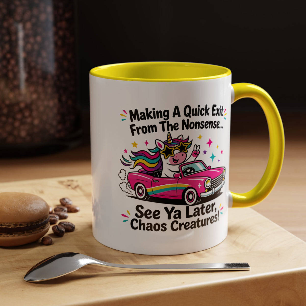 Funny Unicorn Coffee Mug, Making My Quiet Exit From The Nonsense Mug, Sarcastic Unicorn Gift, Chaos Creature Coffee Cup, Funny Coworker Mug