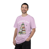 Booked for Christmas Shirt, Book Lover Holiday T-Shirt, Christmas Tree Books Tee, Cozy Reading Gift for Librarian, Teacher or Bookworm
