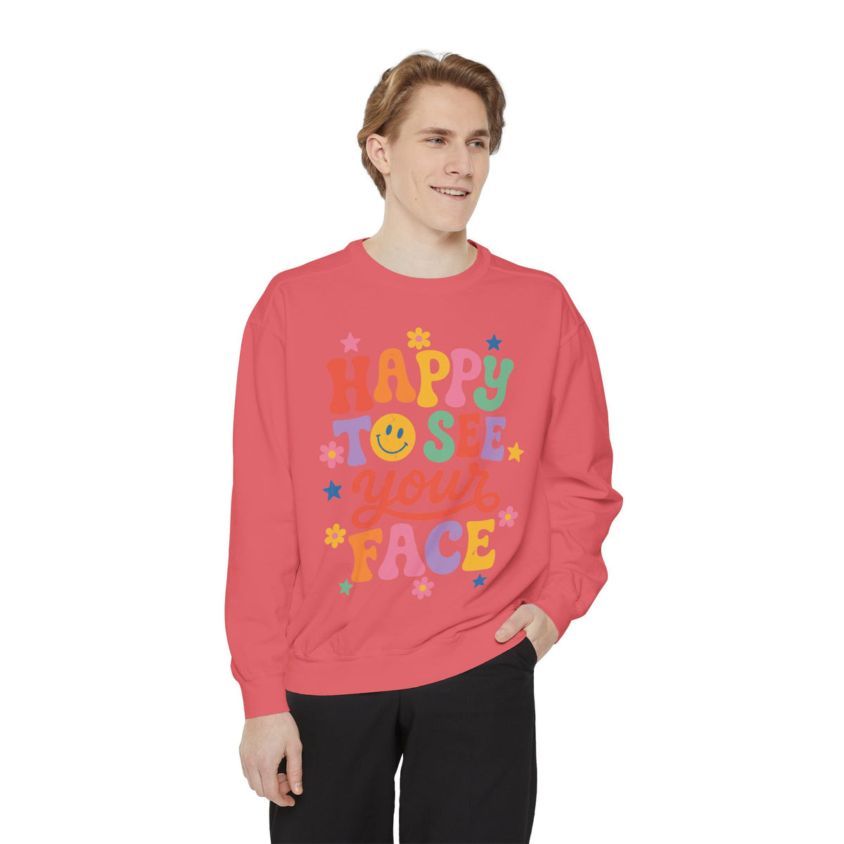 Happy to See Your Face Sweatshirt, Colorful Teacher Crewneck, Retro Classroom Shirt, Back to School Outfit, Educator Appreciation Gift