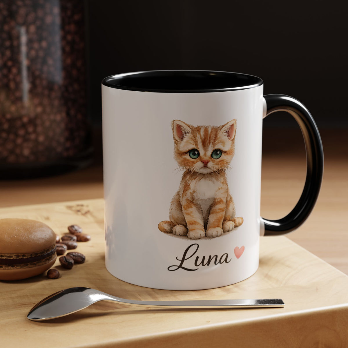 Personalized Cat Lover Mug, Custom Cat Name Coffee Mug, Cute Kitten Mug Gift for Cat Moms, Pet Lover Keepsake Cup