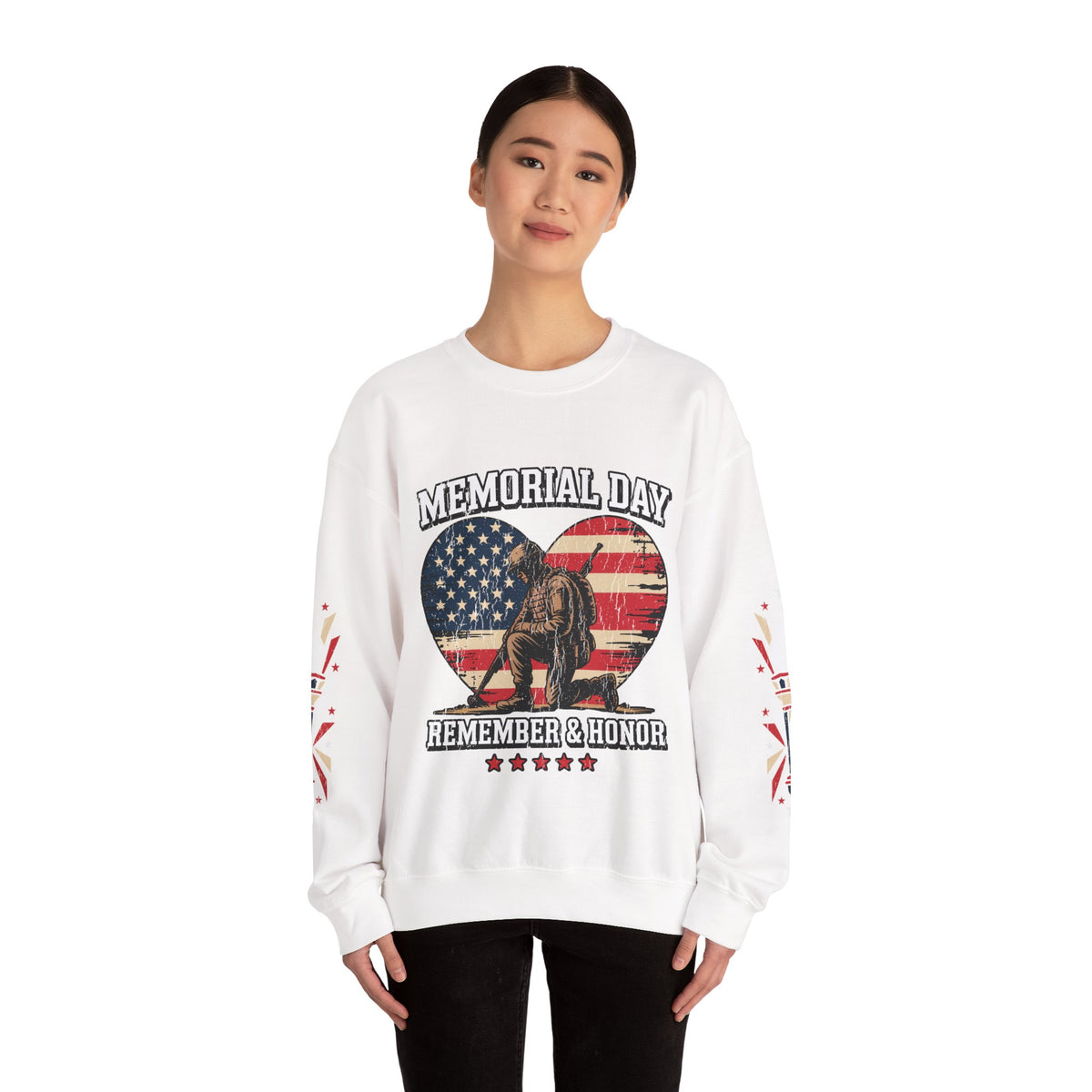 Memorial Day Sweatshirt, Patriotic Military Pullover, Remember and Honor American Flag Crewneck, Veteran Gift, Memorial Day Shirt