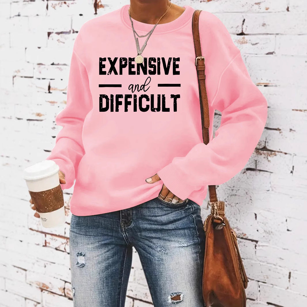 Round neck EXPENSIVE printed pullover sweatshirt sweatshirt