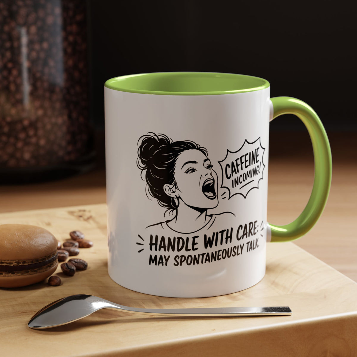 Funny Coffee Lover Mug, Caffeine Incoming Coffee Cup, Handle With Care Mug, Funny Coworker Gift, Office Humor Mug for Women