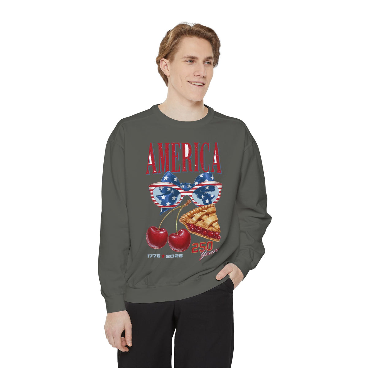 America 250th Anniversary Comfort Colors Sweatshirt, Patriotic Cherry Pie Crewneck, USA 1776 to 2026 Sweatshirt, Fourth of July Pullover