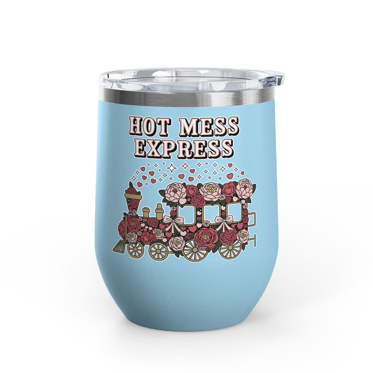 Hot Mess Express Wine Tumbler, Floral Drinkware, Funny Gift for Busy Moms, Besties, Coworkers and Chaos Coordinators