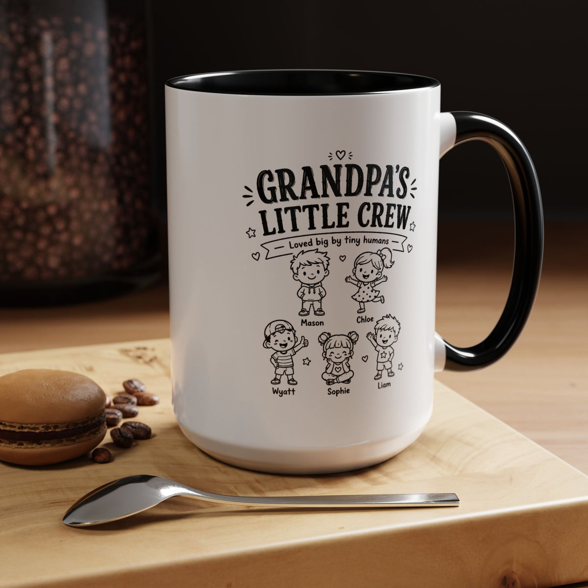 Personalized Grandpa Mug, Grandpa's Little Crew Coffee Cup, Grandchildren Name Gift, Father's Day Present, Family Birthday Keepsake