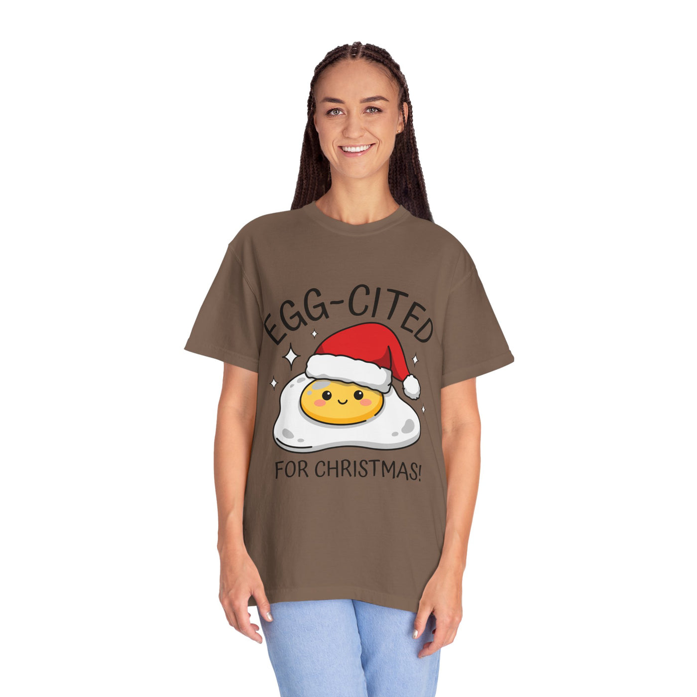 Egg-Cited for Christmas Shirt, Funny Fried Egg T-Shirt, Cute Food Pun Holiday Tee, Christmas Breakfast Gift for Brunch Lover or Cook