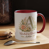 Personalized Floral Initial Mug, Custom Name Coffee Mug with Monogram Letter, Rooted in Beauty Gift for Women, Botanical Birthday Cup