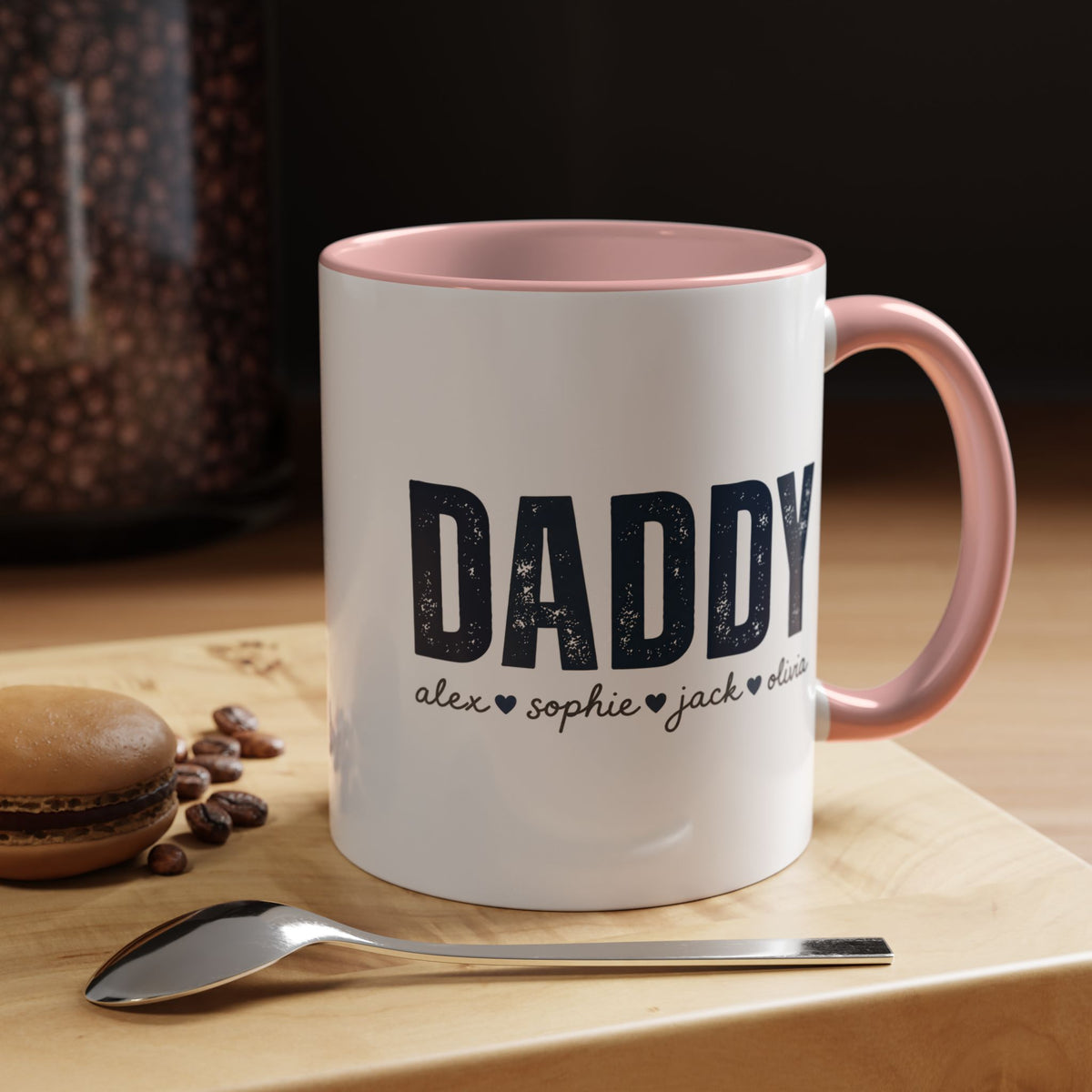 Personalized Daddy Coffee Mug with Kids Names, Custom Dad Mug Gift from Children, Father's Day Coffee Cup, Birthday Gift for Daddy