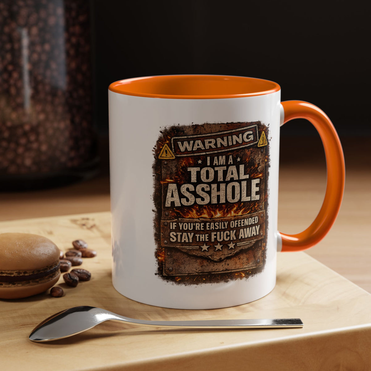 Funny Adult Humor Mug, Warning Total Asshole Coffee Mug, Sarcastic Gift for Men, Offensive Humor Cup, Funny Friend Gift