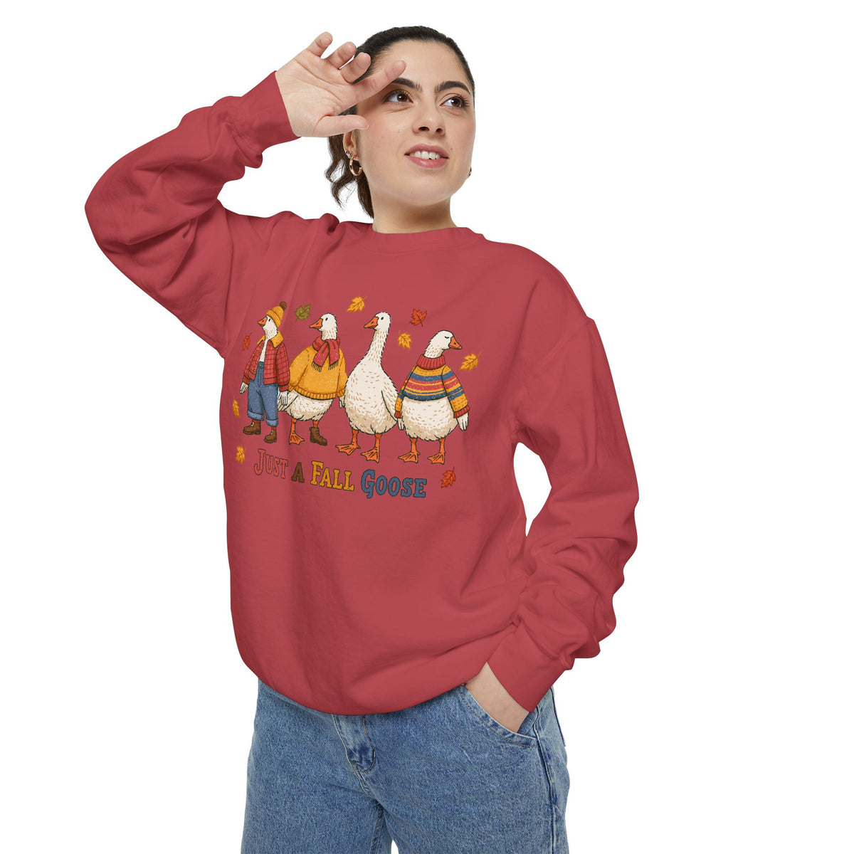 Funny Fall Goose Sweatshirt, Just a Fall Goose Autumn Pullover, Cute Cozy Gift for Bird Lover, Thanksgiving and October Outfit for Her