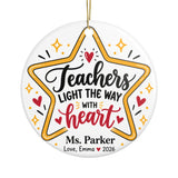Personalized Star Teacher Ornament, Teachers Light the Way with Heart, Custom Educator Christmas Gift, Appreciation Keepsake 2026