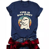 Halloween pattern round neck short sleeved shirt