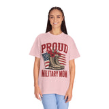 Proud Military Mom Shirt, Patriotic Army Mom T Shirt, Boots and Flowers Graphic Tee, American Flag Family Support Gift