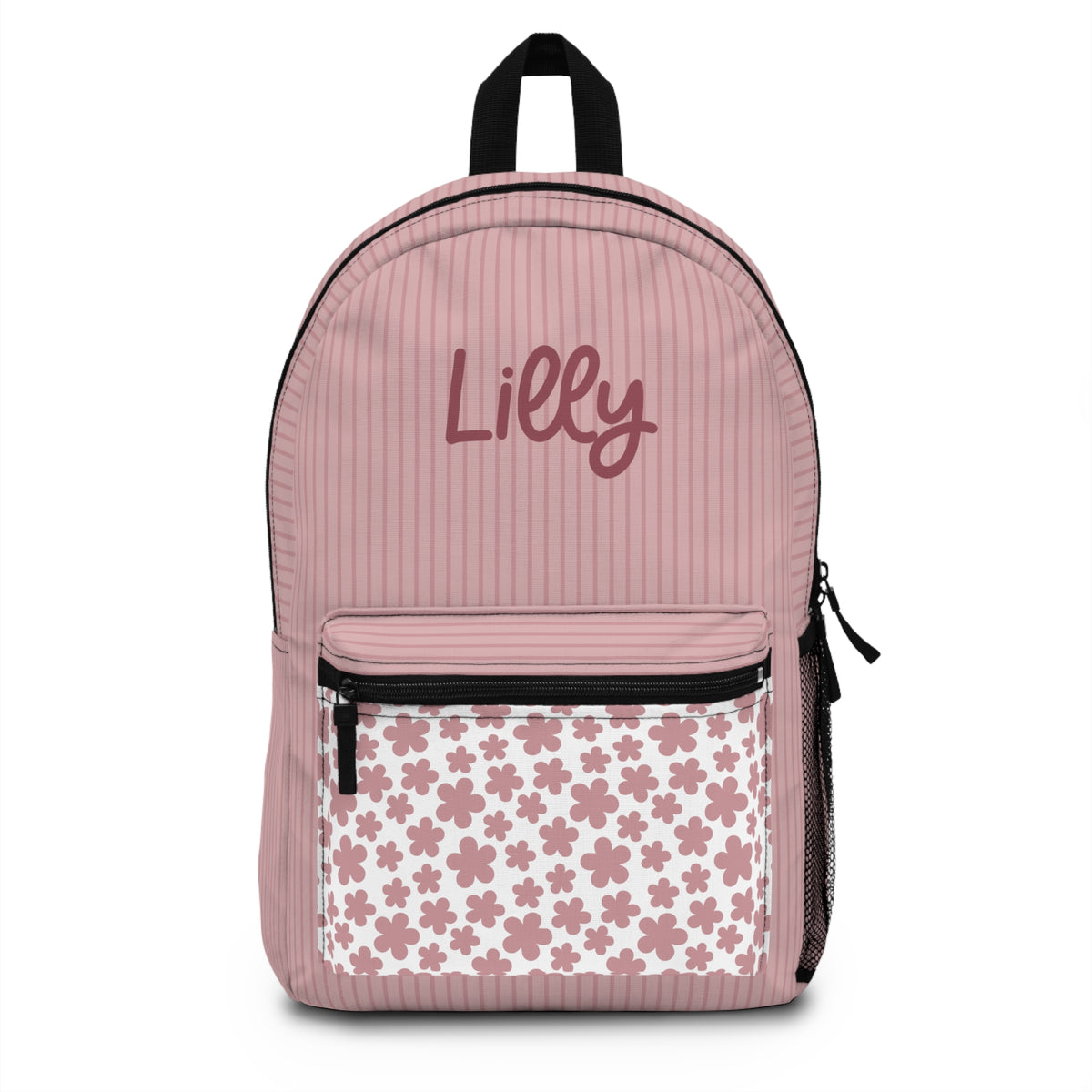 Personalized Pink Kids Backpack, Custom Name Floral School Bag, Cute Girls Backpack, Back to School Book Bag, Preschool Gift