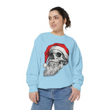 Skull Santa Sweatshirt, Gothic Christmas Crewneck, Creepy Holiday Skeleton Pullover, Alternative Xmas Gift for Metalhead or Horror Fan