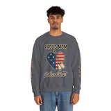 Personalized Proud Mom Sweatshirt, Custom Military Mom Pullover, American Flag Heart Crewneck, Military Mom Gift, Patriotic Mother Shirt
