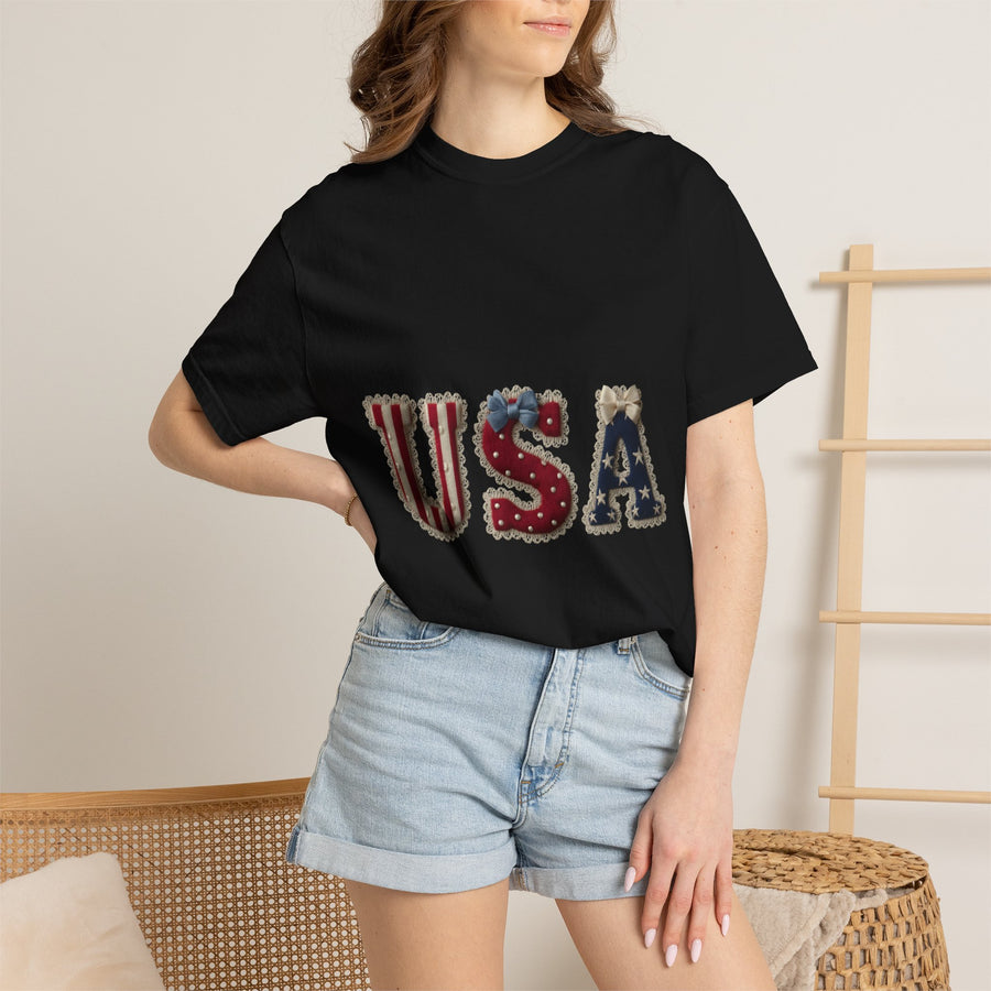 USA Patchwork Comfort Colors Shirt, Patriotic Americana Graphic Tee, Vintage Fourth of July Shirt, Retro USA Comfort Tee for Women
