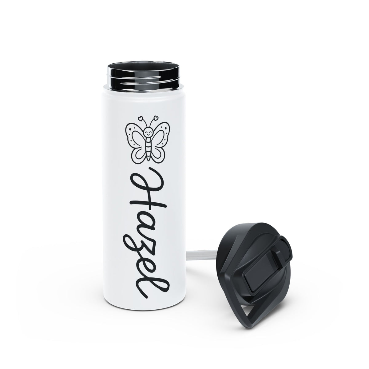Personalized Butterfly Water Bottle, Custom Name Kids Water Bottle, Girls School Bottle, Back to School Gift