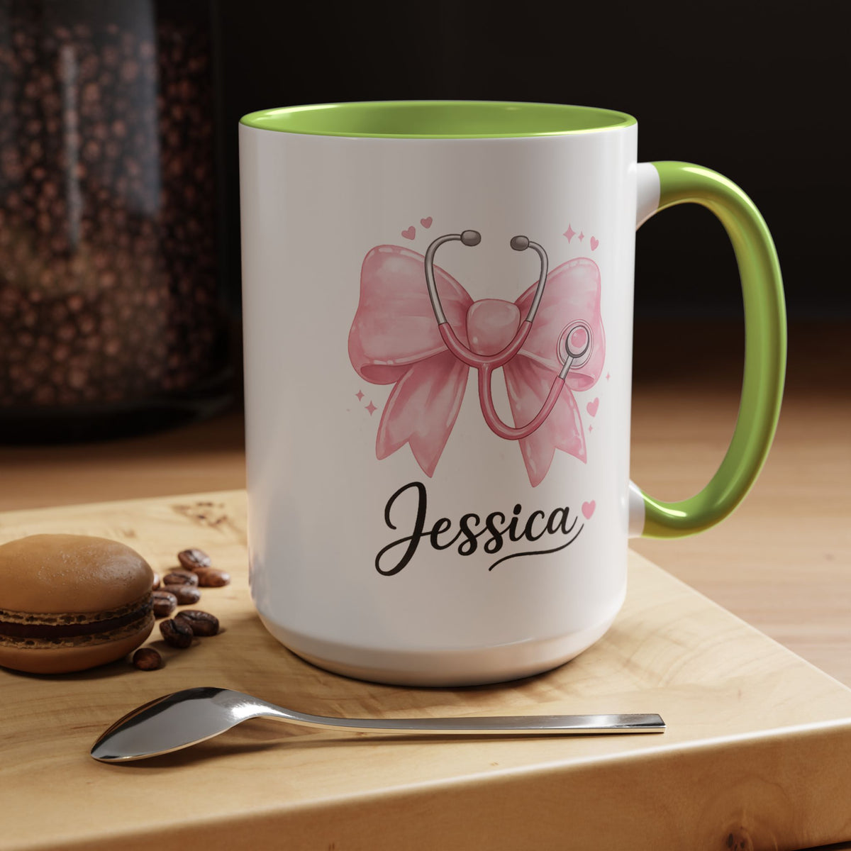 Personalized Nurse Mug, Custom Nurse Name Coffee Mug, Pink Stethoscope Gift, RN Appreciation Gift, Nurse Graduation Cup