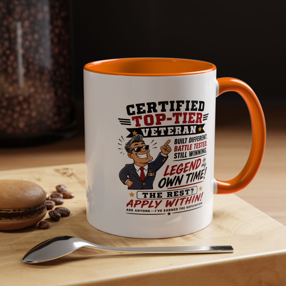 Funny Veteran Coffee Mug, Certified Top Tier Veteran Cup, Military Retirement Gift for Him, Veterans Day Birthday Present, Veteran Humor