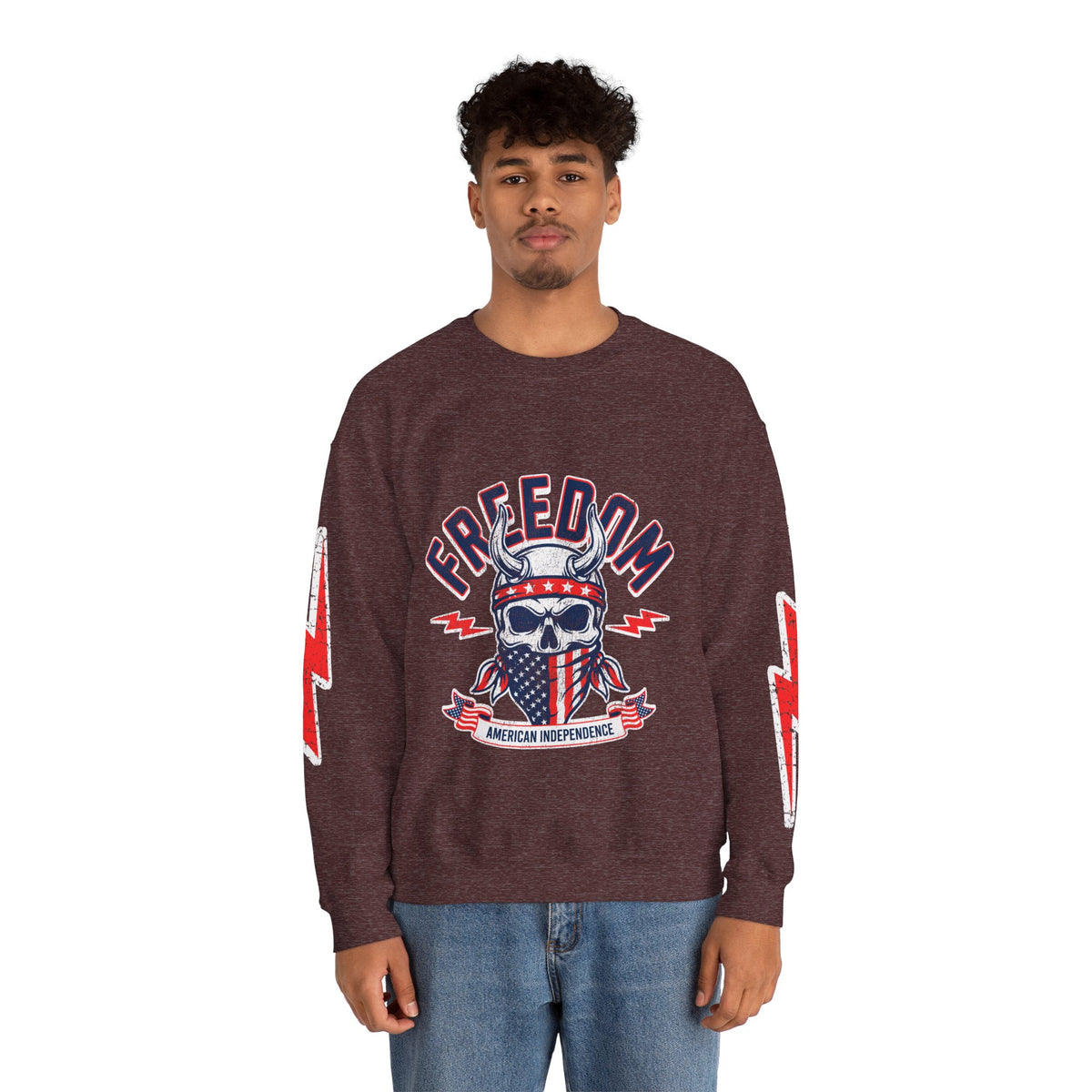 Freedom American Independence Sweatshirt, Patriotic Skull Crewneck, USA Flag Pullover, Fourth of July Outfit, Americana Gift for Him