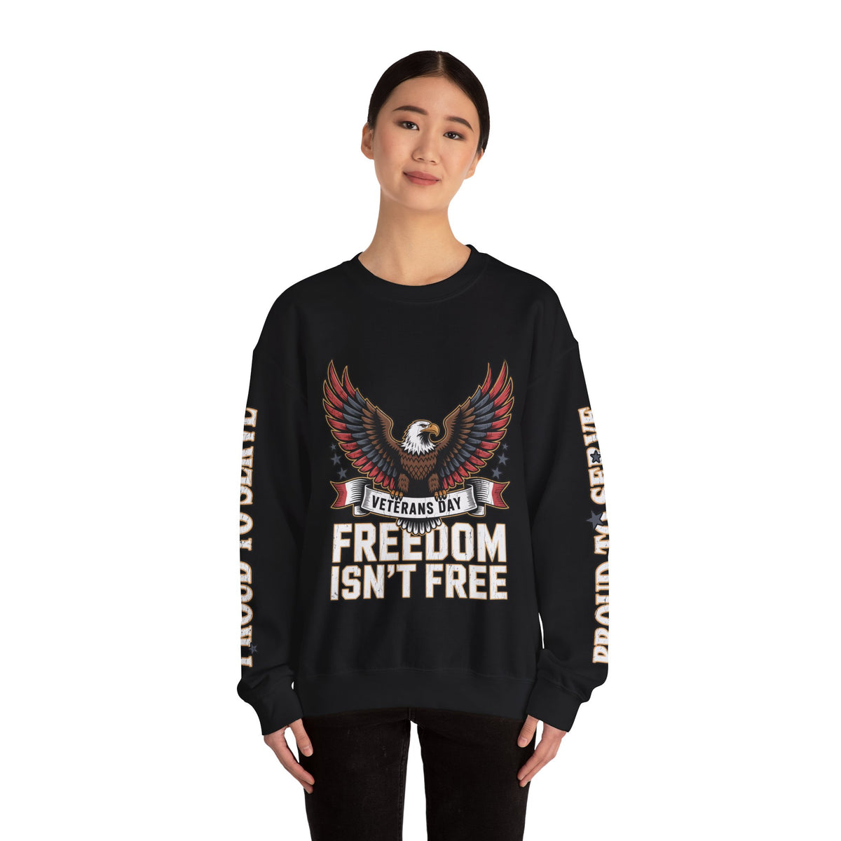 Veterans Day Sweatshirt, Freedom Isn't Free Eagle Pullover, Patriotic Military Top, Veteran Gift, American Pride, USA Clothing