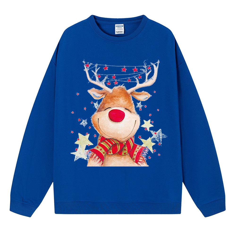 Christmas fawn reindeer hooded round neck Christmas hoodie