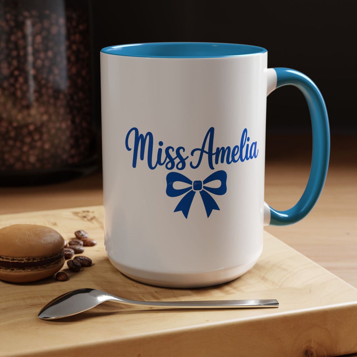 Personalized Teacher Name Mug, Custom Teacher Coffee Mug with Bow Design, Teacher Appreciation Gift, Classroom Desk Mug for Educators