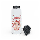 Cute Bunny Personalized Water Bottle, Custom Name Drink Bottle, Adorable School Gift, Rabbit Lover Gift, Birthday Gift, Reusable Kids Bottle