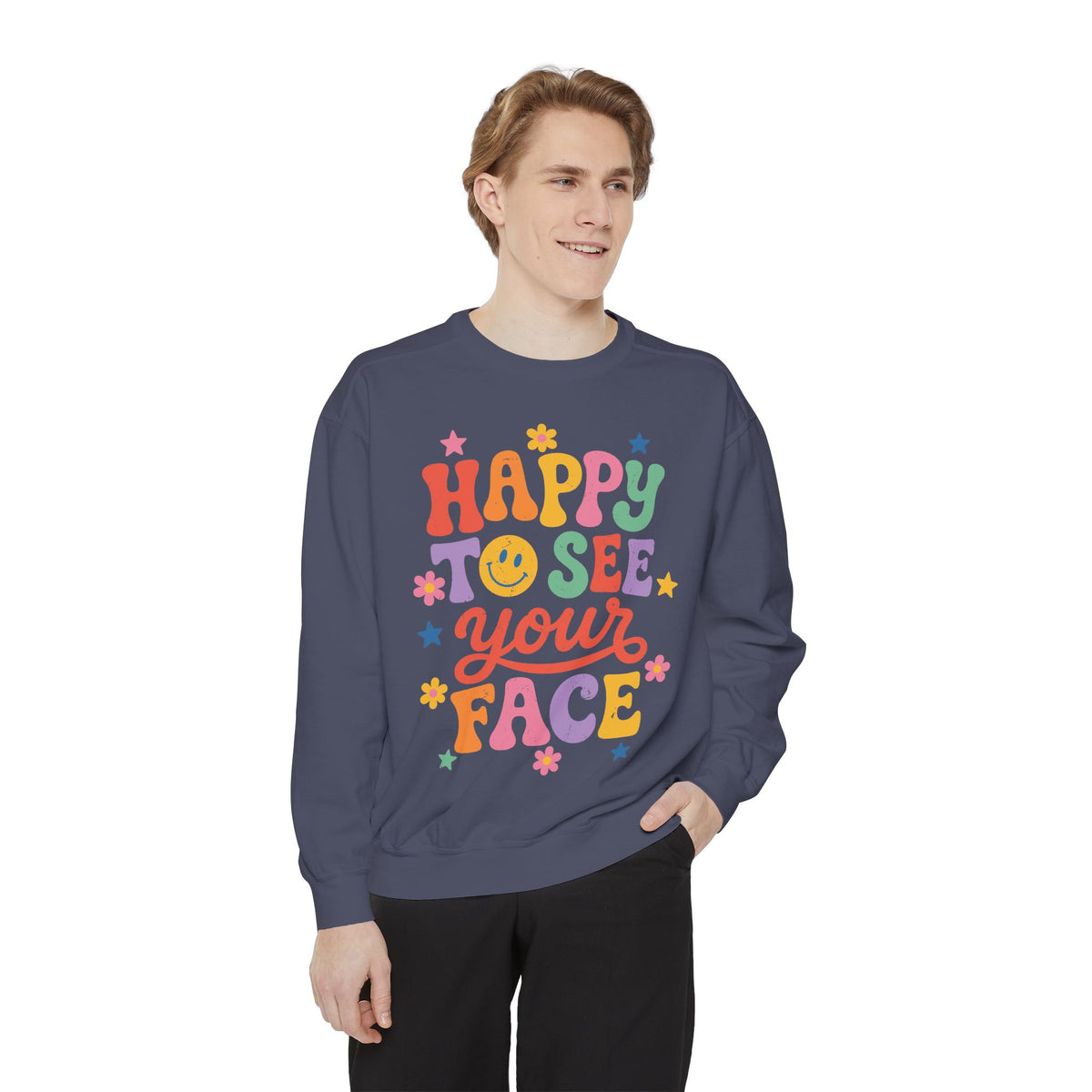 Happy to See Your Face Sweatshirt, Colorful Teacher Crewneck, Retro Classroom Shirt, Back to School Outfit, Educator Appreciation Gift