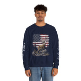 Personalized Hunting Sweatshirt, Custom Deer American Flag Pullover, Patriotic Outdoorsman Crewneck, Hunter Gift, Personalized Family Shirt