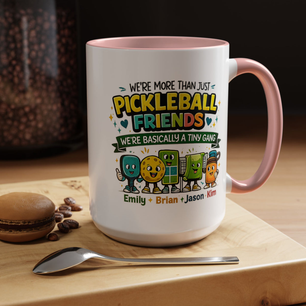 Personalized Pickleball Friends Mug, Custom Pickleball Team Coffee Mug with Names, Funny Pickleball Gift for Teammates and Best Friends