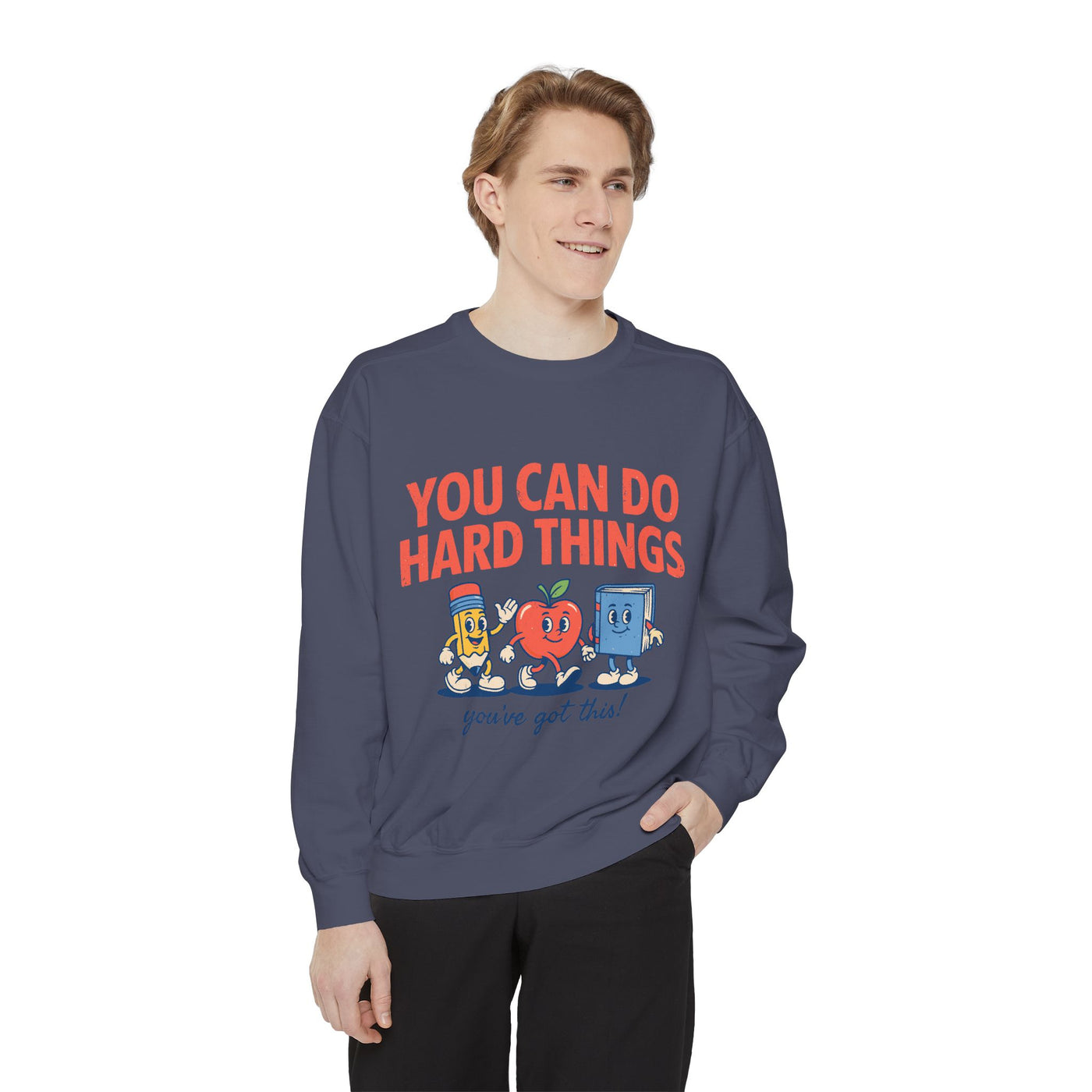 You Can Do Hard Things Teacher Sweatshirt, Motivational School Graphic Crewneck, Positive Classroom Gift for Educators