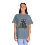 It Wasn't Me Black Cat Christmas Shirt, Funny Holiday T-Shirt, Mischievous Kitty Lights Tee, Gift for Cat Mom, Cat Dad, Christmas Party Top